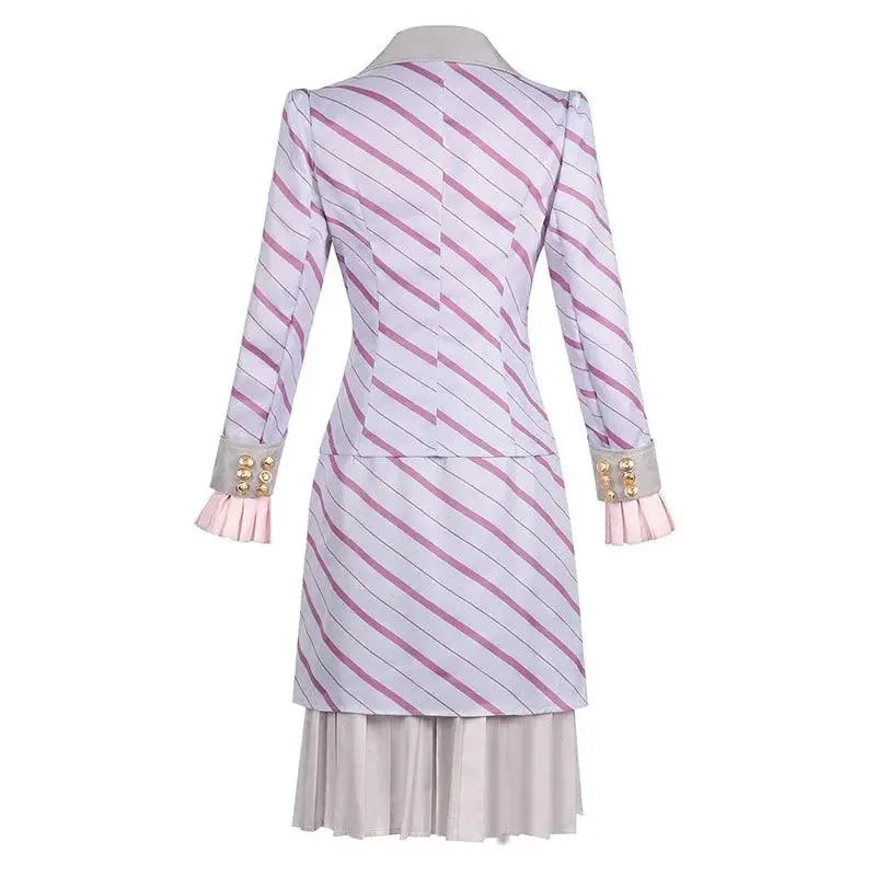 Adult Wicked 2025 Glinda Costume Wicked Movie The Musical Ariana Grande Cosplay Women's Pink Striped Dress Suit Outfits SS69