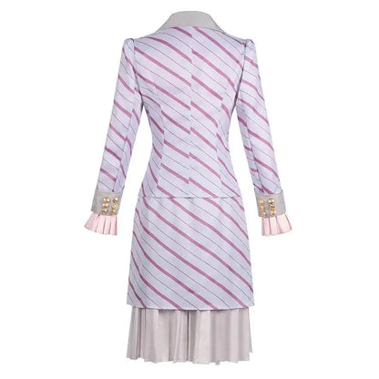 Adult Wicked 2025 Glinda Costume Wicked Movie The Musical Ariana Grande Cosplay Women's Pink Striped Dress Suit Outfits SS69