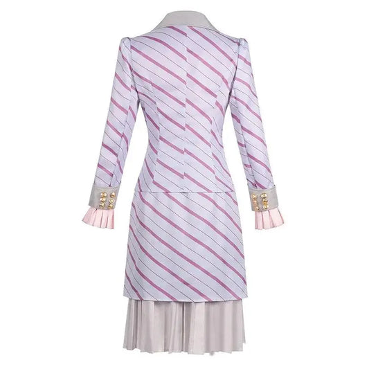 Adult Wicked 2025 Glinda Costume Wicked Movie The Musical Ariana Grande Cosplay Women's Pink Striped Dress Suit Outfits SS69