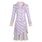 Adult Wicked 2025 Glinda Costume Wicked Movie The Musical Ariana Grande Cosplay Women's Pink Striped Dress Suit Outfits SS69