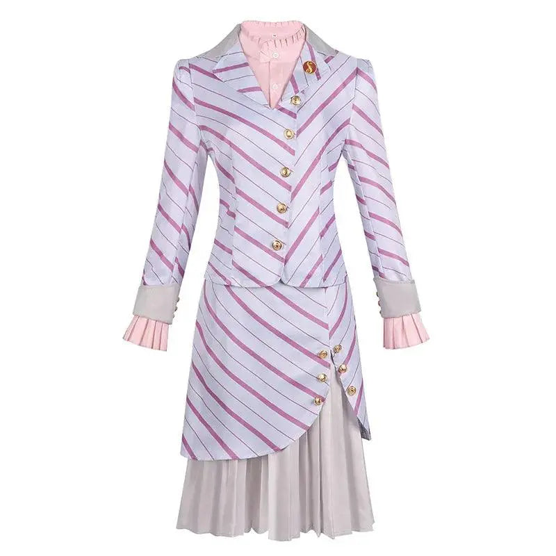 Adult Wicked 2025 Glinda Costume Wicked Movie The Musical Ariana Grande Cosplay Women's Pink Striped Dress Suit Outfits SS69