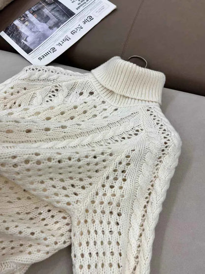 Casual merino wool sequined turtleneck collar pullover