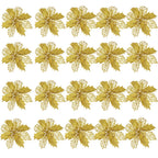 20pcs 9cm Artificial Christmas Flowers Glitter Xmas Tree Flowers Christmas Tree Ornaments for New Year Xmas Tree Wedding Decor
