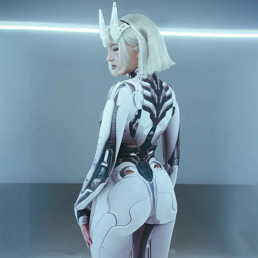 AltGoth Cyberpunk Cosplay Bodycon Jumpsuit Women Streetwear Y2k Mall Gothic 3D Printed Long Sleeve Playsuits Emo Anime Clothes - SS69