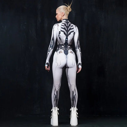 AltGoth Cyberpunk Cosplay Bodycon Jumpsuit Women Streetwear Y2k Mall Gothic 3D Printed Long Sleeve Playsuits Emo Anime Clothes - SS69