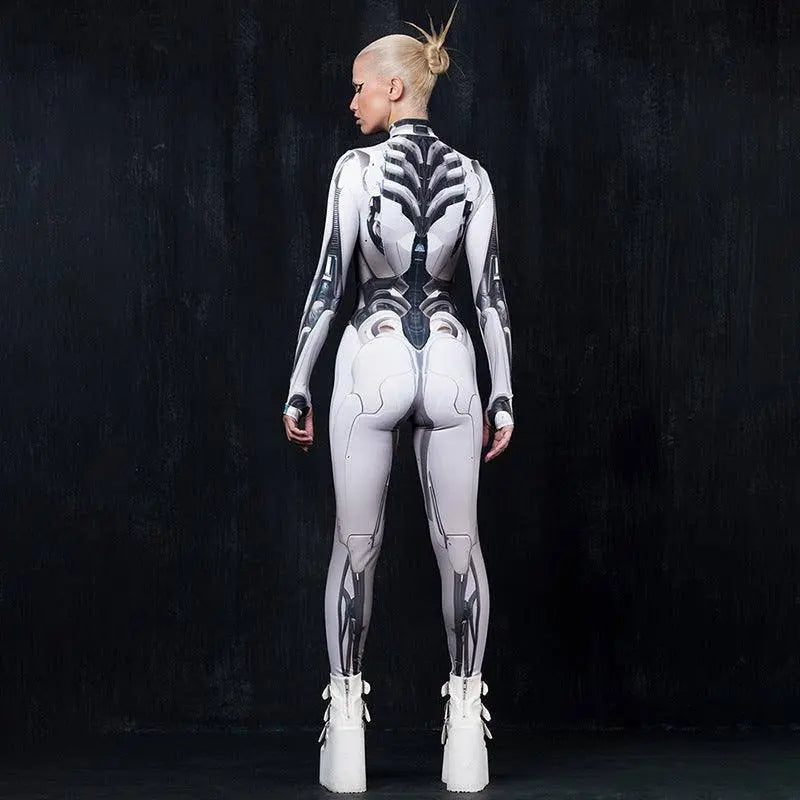 AltGoth Cyberpunk Cosplay Bodycon Jumpsuit Women Streetwear Y2k Mall Gothic 3D Printed Long Sleeve Playsuits Emo Anime Clothes - SS69