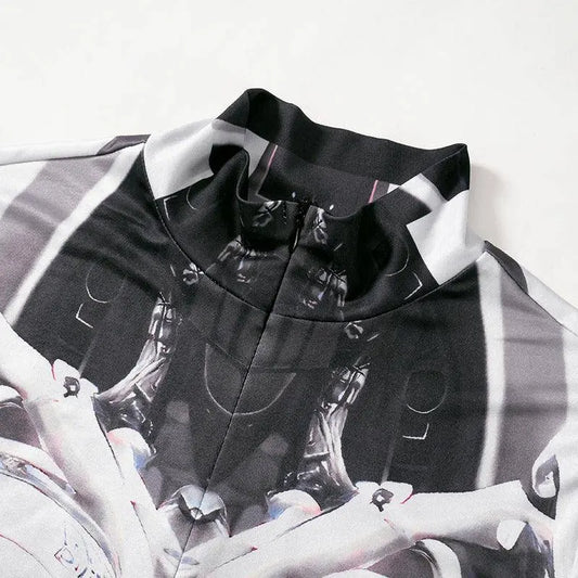 AltGoth Cyberpunk Cosplay Bodycon Jumpsuit Women Streetwear Y2k Mall Gothic 3D Printed Long Sleeve Playsuits Emo Anime Clothes - SS69