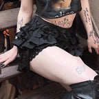 AltGoth Mall Goth Lolita Lace Shorts Women Aesthetic Cute Sweet Bow Patchwork Shorts Y2k E-girl Emo Alternative Kawaii Outfits SS69
