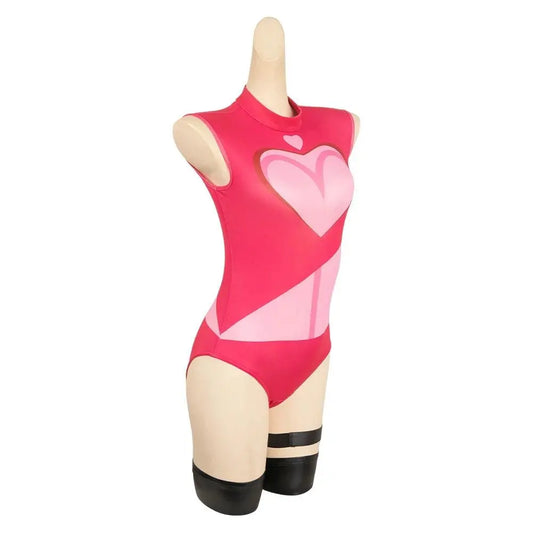 Angel Dust Cosplay Fantasia Anime Cartoon Hotel Costume Disguise for Adult Women Girls Jumpsuit Halloween Carnival Party Clothes.