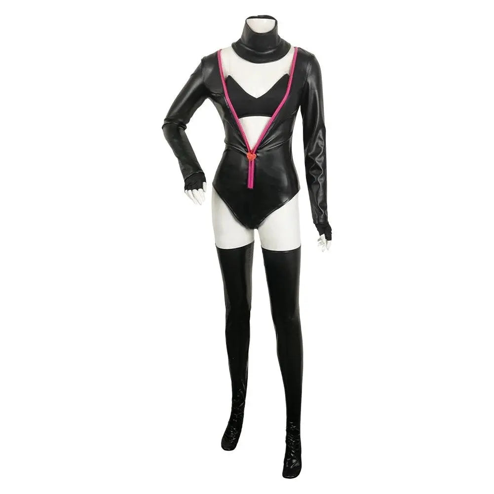 Angel Dust Cosplay Fantasia Anime Cartoon Hotel Costume Disguise for Adult Women Girls Jumpsuit Halloween Carnival Party Clothes.