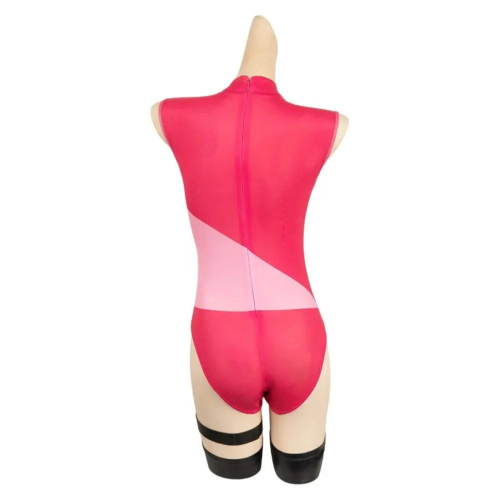 Angel Dust Cosplay Fantasia Anime Cartoon Hotel Costume Disguise for Adult Women Girls Jumpsuit Halloween Carnival Party Clothes SS69