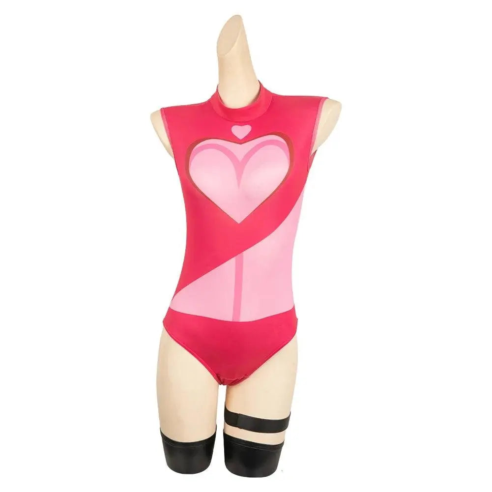 Angel Dust Cosplay Fantasia Anime Cartoon Hotel Costume Disguise for Adult Women Girls Jumpsuit Halloween Carnival Party Clothes SS69