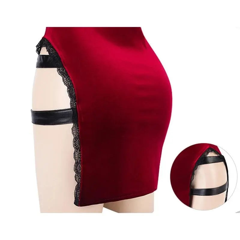 AniLV Movie Heroine Secret Service Spy Dress Uniform Halloween Women Red Lace Outfits Cosplay Costume - SS69