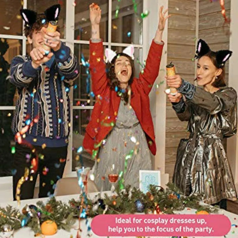 Animal Faux Fur Dogs And Cats Ears Headband, With Bell Cute Elastic Hair Accessories, Halloween Cosplay Costume Party Decor For Girls - SS69