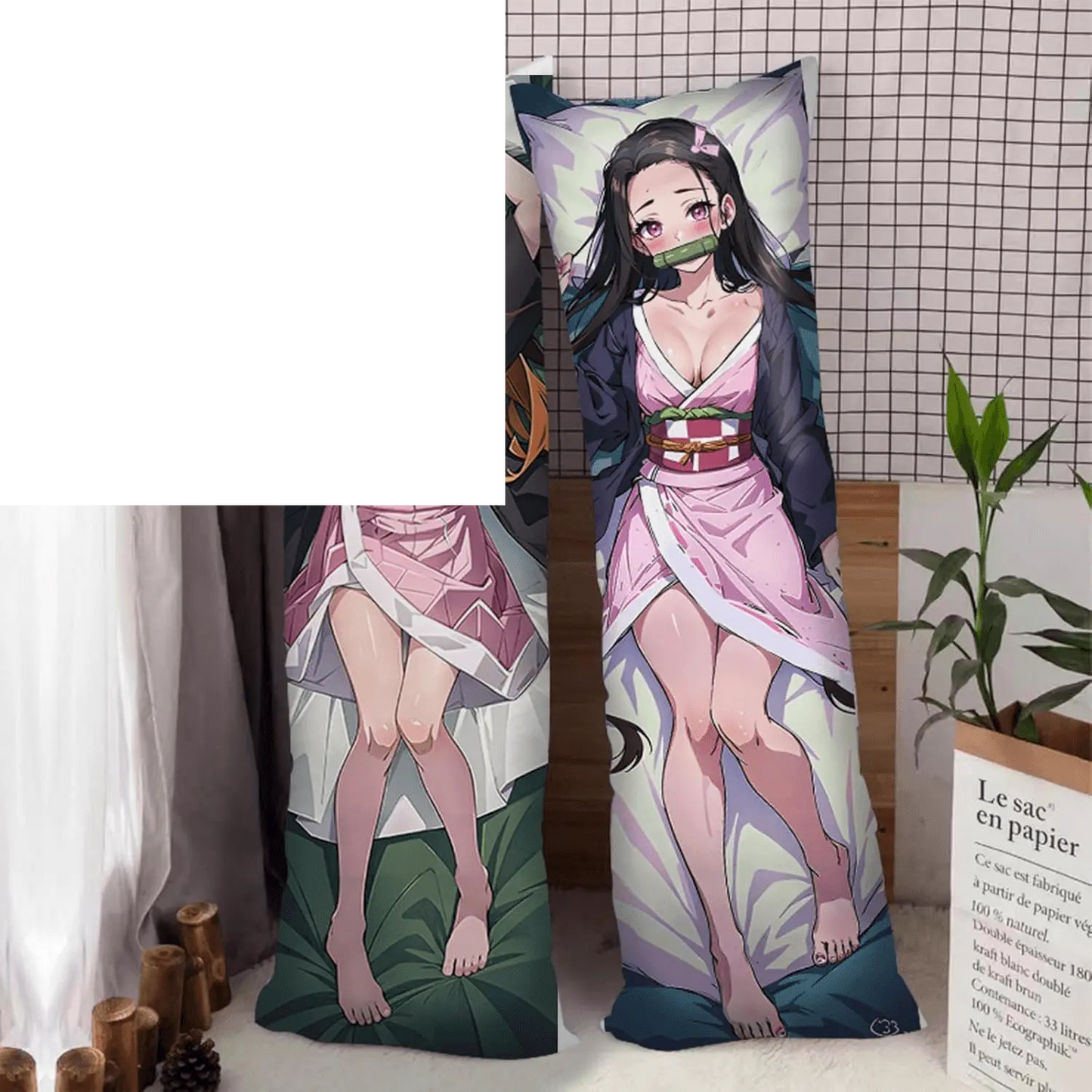 Anime Body Pillow Case  19"X59" Peach Skin Dakimakura for Otaku Hugging Gift (Nezuko) - SS69