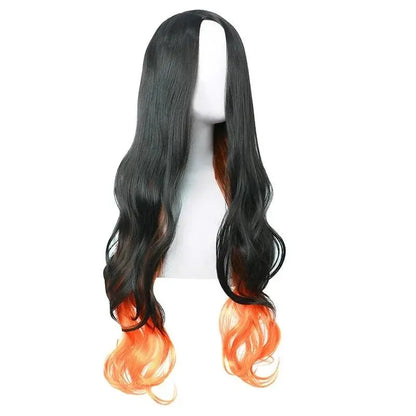 Anime Demon Slayer Kamado Nezuko Cosplay Costume Kimono Kimetsu No Yaiba Cosplay Wigs Hairs Halloween Carnival Women Outfit - SS69