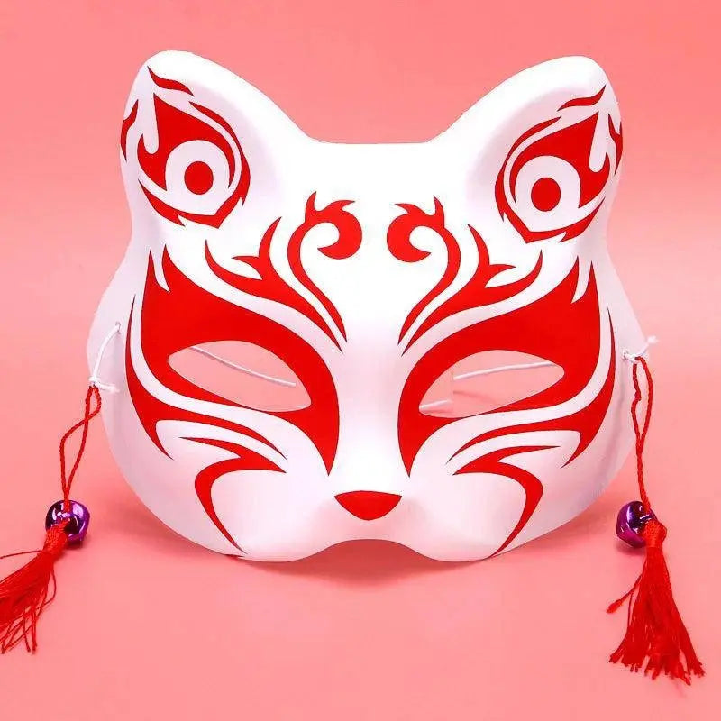 Anime Foxes Mask Japanese Cosplay Rave Hand-Painted Cartoon Demon Slayer Half Face Cat Masks Masquerade Festival Party Props - SS69