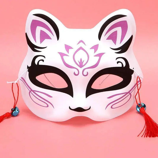 Anime Foxes Mask Japanese Cosplay Rave Hand-Painted Cartoon Demon Slayer Half Face Cat Masks Masquerade Festival Party Props - SS69