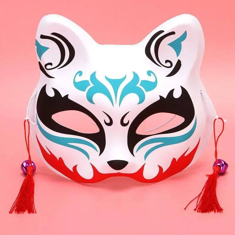 Anime Foxes Mask Japanese Cosplay Rave Hand-Painted Cartoon Demon Slayer Half Face Cat Masks Masquerade Festival Party Props - SS69