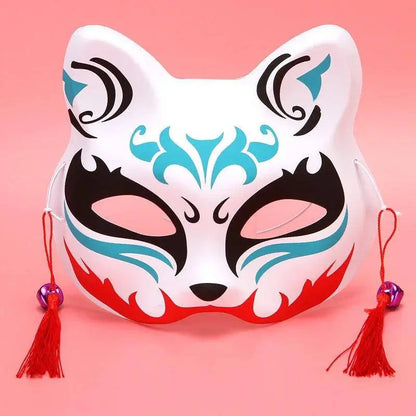 Anime Foxes Mask Japanese Cosplay Rave Hand-Painted Cartoon Demon Slayer Half Face Cat Masks Masquerade Festival Party Props - SS69