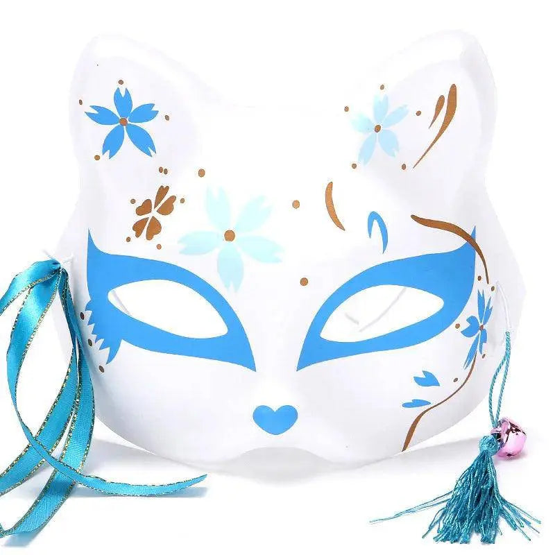 Anime Foxes Mask Japanese Cosplay Rave Hand-Painted Cartoon Demon Slayer Half Face Cat Masks Masquerade Festival Party Props - SS69