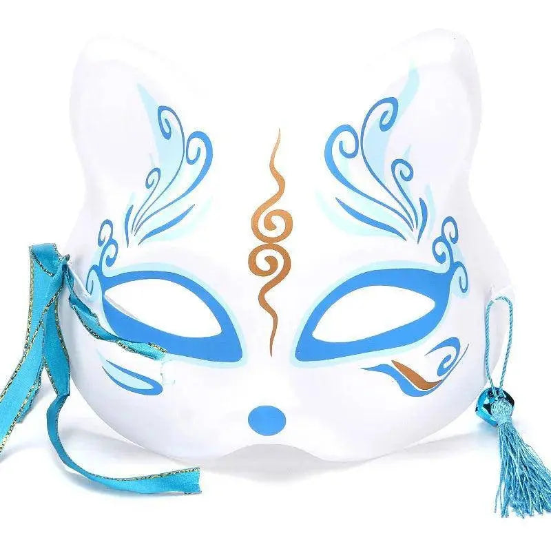 Anime Foxes Mask Japanese Cosplay Rave Hand-Painted Cartoon Demon Slayer Half Face Cat Masks Masquerade Festival Party Props - SS69