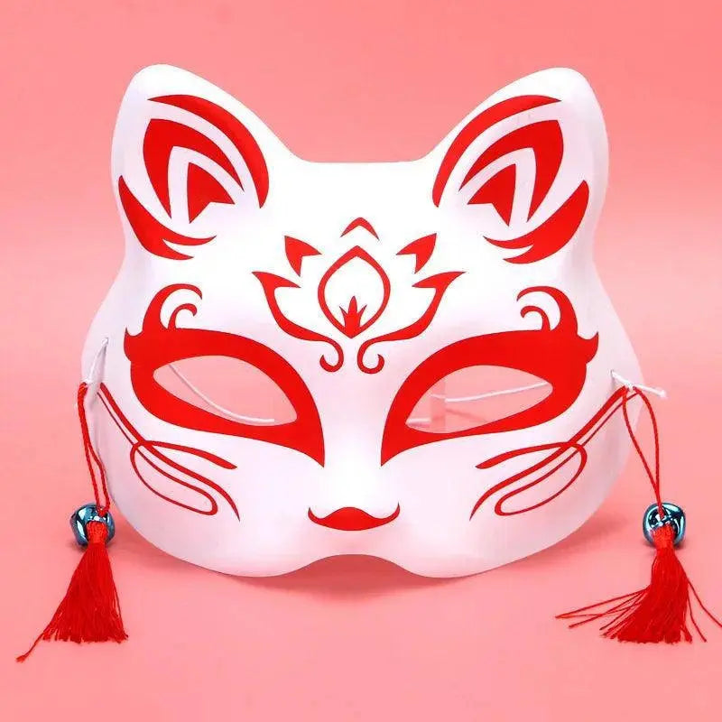 Anime Foxes Mask Japanese Cosplay Rave Hand-Painted Cartoon Demon Slayer Half Face Cat Masks Masquerade Festival Party Props - SS69