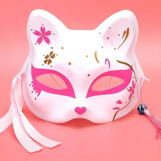 Anime Foxes Mask Japanese Cosplay Rave Hand-Painted Cartoon Demon Slayer Half Face Cat Masks Masquerade Festival Party Props - SS69