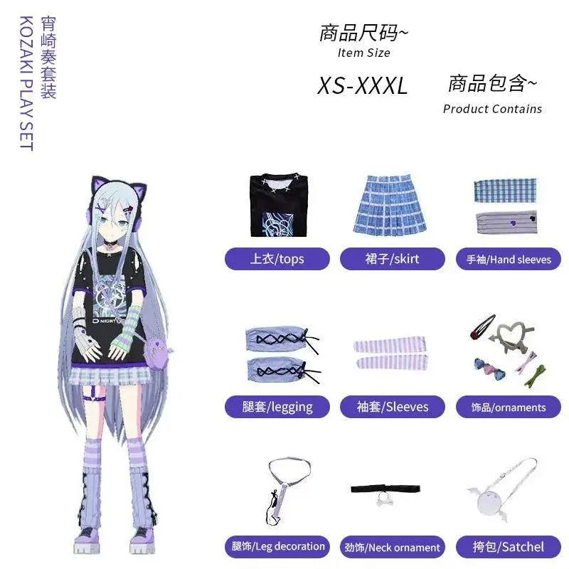 Anime Game Miku Project Sekai Colorful Stage Feat Yoisaki Kanade Cosplay Costumes Daily Wear Cute T-Shirt And backpacks Outfits SS69