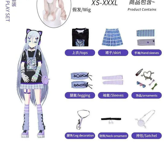 Anime Game Miku Project Sekai Colorful Stage Feat Yoisaki Kanade Cosplay Costumes Daily Wear Cute T-Shirt And backpacks Outfits SS69