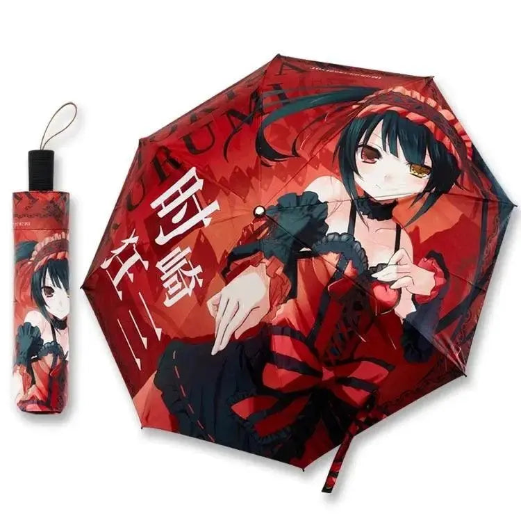 Anime Genshin Impact Umbrella Ganyu Hutao Three-folding UV Blocking Mobile Parasol Genshin Impact waterproof Rain Umbrella Gear - SS69