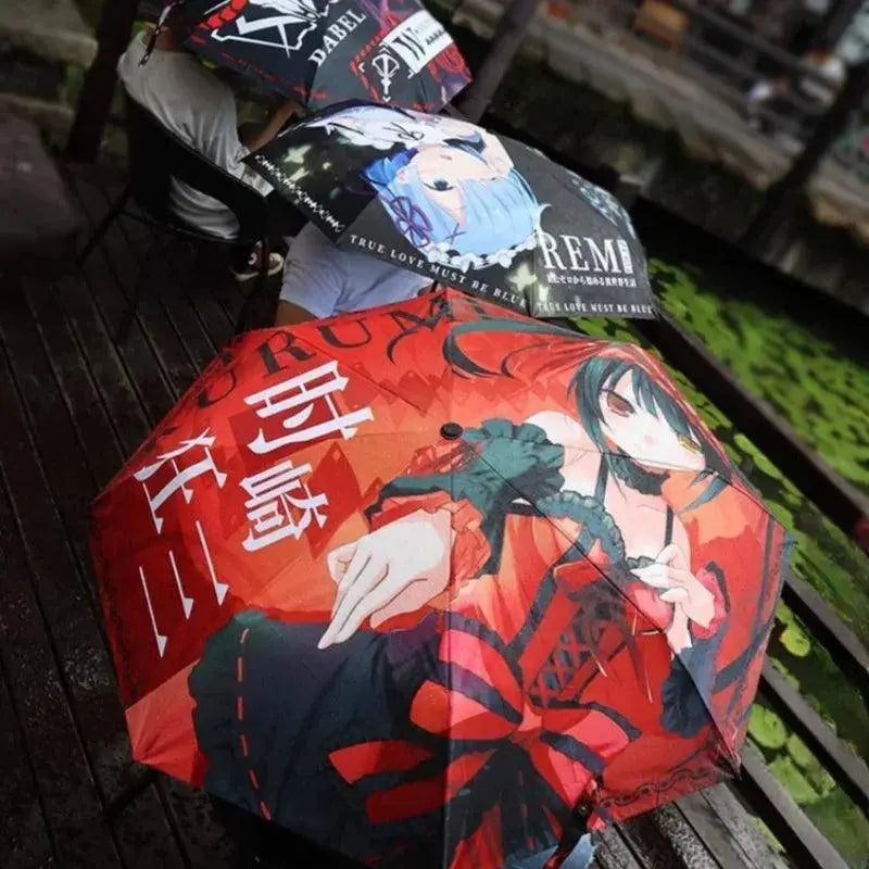 Anime Genshin Impact Umbrella Ganyu Hutao Three-folding UV Blocking Mobile Parasol Genshin Impact waterproof Rain Umbrella Gear SS69