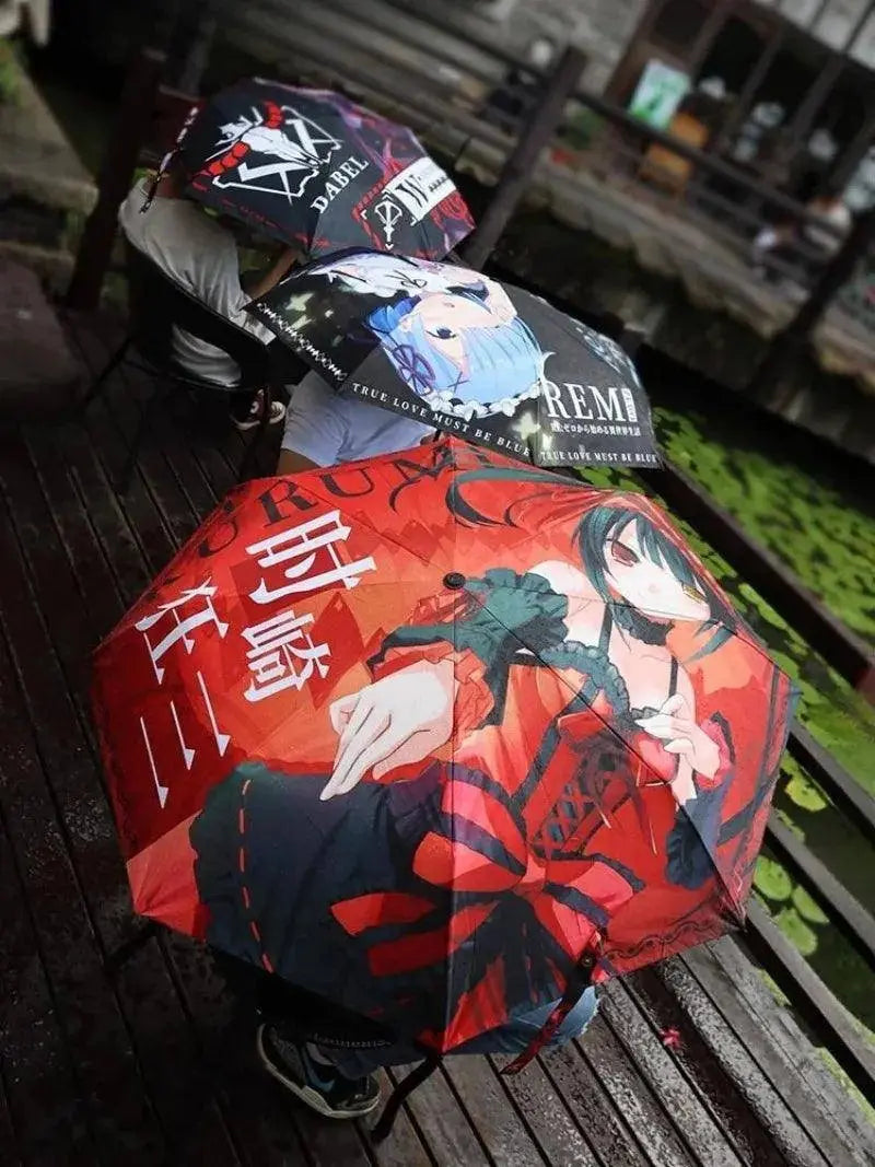 Anime Genshin Impact Umbrella Ganyu Hutao Three-folding UV Blocking Mobile Parasol Genshin Impact waterproof Rain Umbrella Gear SS69