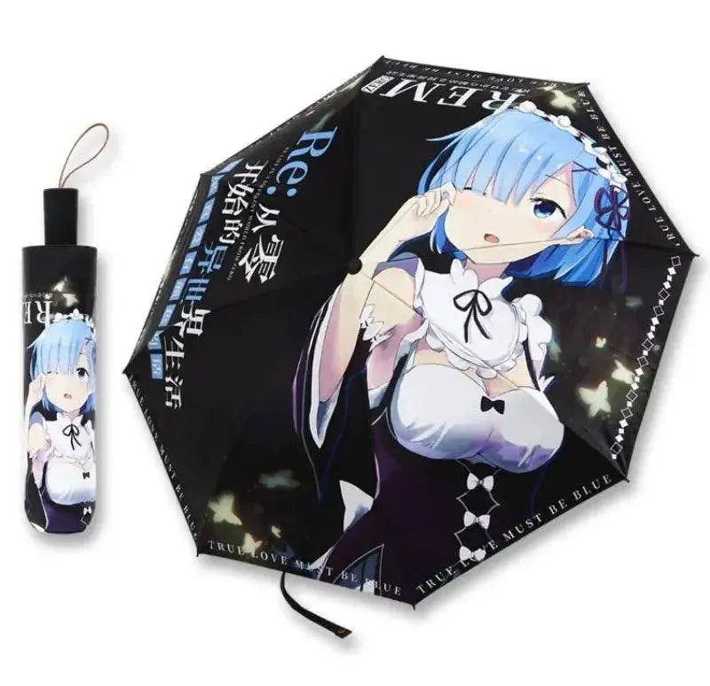 Anime Genshin Impact Umbrella Ganyu Hutao Three-folding UV Blocking Mobile Parasol Genshin Impact waterproof Rain Umbrella Gear SS69