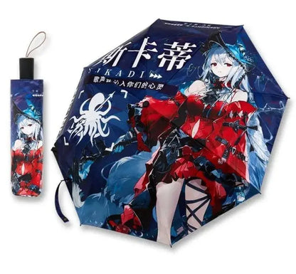 Anime Genshin Impact Umbrella Ganyu Hutao Three-folding UV Blocking Mobile Parasol Genshin Impact waterproof Rain Umbrella Gear SS69