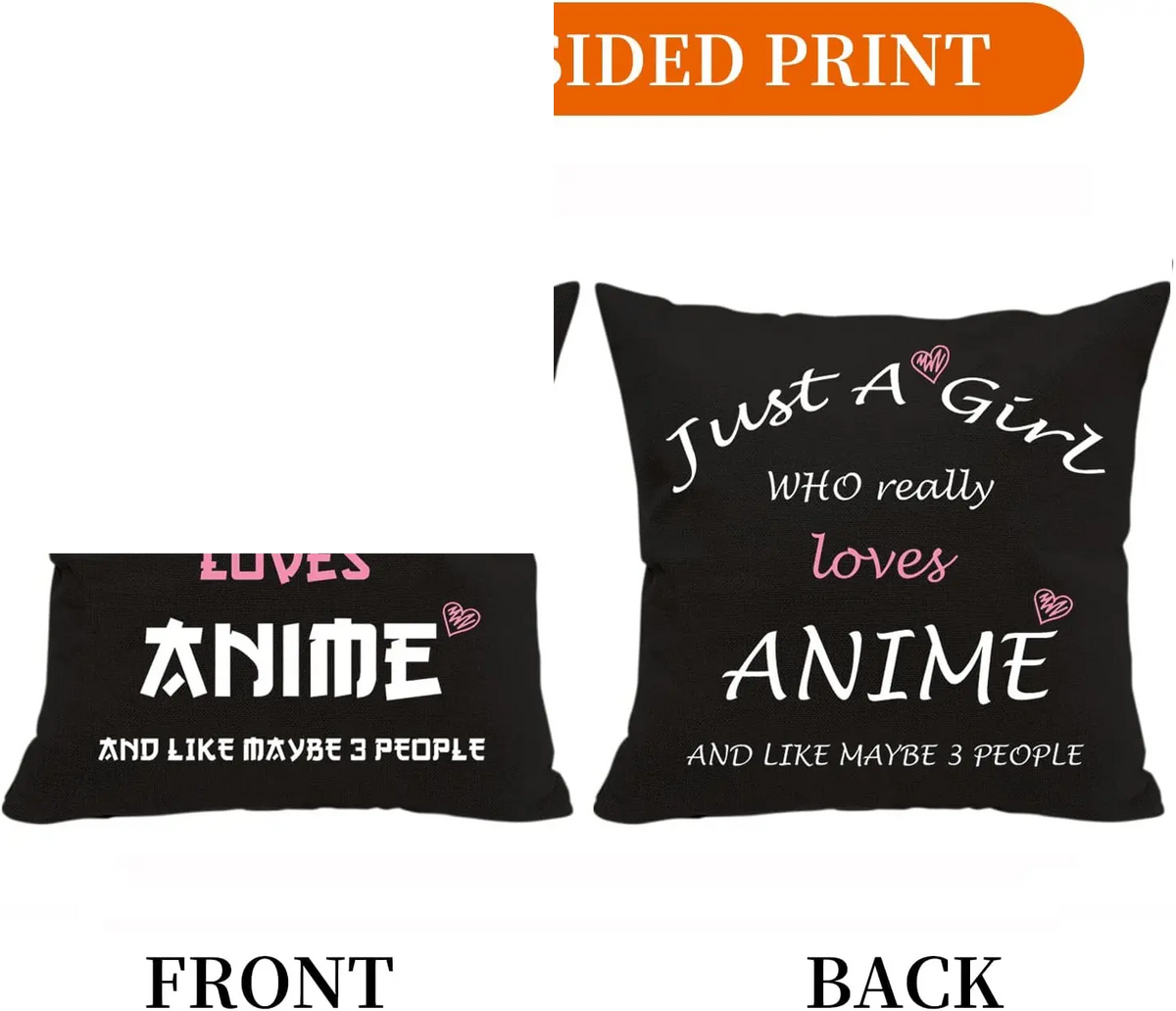 Anime Lover Gifts for Girls Anime Two Sided Printing Pillow Cover Just a Girl Who Really Loves Anime, Anime Lover Gift Japan Anime Fans Gift Throw Pillow - SS69