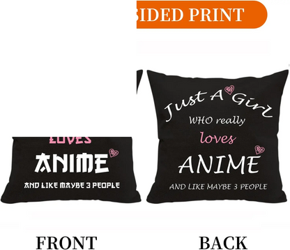 Anime Lover Gifts for Girls Anime Two Sided Printing Pillow Cover Just a Girl Who Really Loves Anime, Anime Lover Gift Japan Anime Fans Gift Throw Pillow - SS69