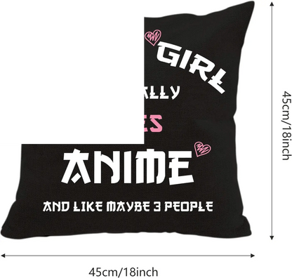 Anime Lover Gifts for Girls Anime Two Sided Printing Pillow Cover Just a Girl Who Really Loves Anime, Anime Lover Gift Japan Anime Fans Gift Throw Pillow - SS69