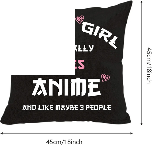 Anime Lover Gifts for Girls Anime Two Sided Printing Pillow Cover Just a Girl Who Really Loves Anime, Anime Lover Gift Japan Anime Fans Gift Throw Pillow - SS69