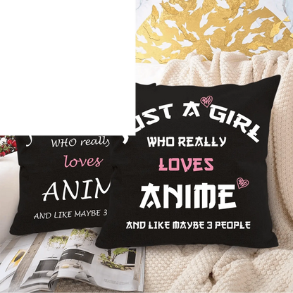 Anime Lover Gifts for Girls Anime Two Sided Printing Pillow Cover Just a Girl Who Really Loves Anime, Anime Lover Gift Japan Anime Fans Gift Throw Pillow - SS69