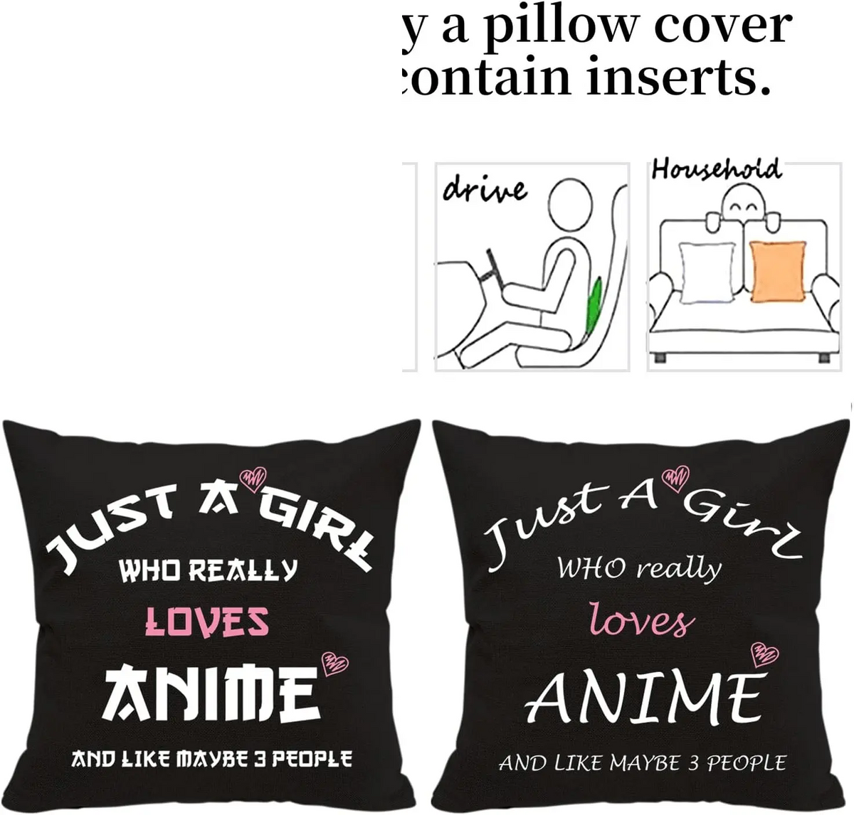 Anime Lover Gifts for Girls Anime Two Sided Printing Pillow Cover Just a Girl Who Really Loves Anime, Anime Lover Gift Japan Anime Fans Gift Throw Pillow - SS69