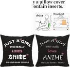 Anime Lover Gifts for Girls Anime Two Sided Printing Pillow Cover Just a Girl Who Really Loves Anime, Anime Lover Gift Japan Anime Fans Gift Throw Pillow - SS69