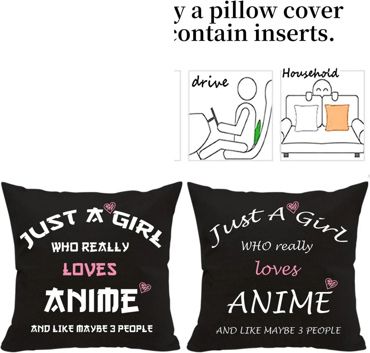Anime Lover Gifts for Girls Anime Two Sided Printing Pillow Cover Just a Girl Who Really Loves Anime, Anime Lover Gift Japan Anime Fans Gift Throw Pillow - SS69