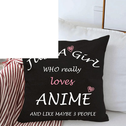 Anime Lover Gifts for Girls Anime Two Sided Printing Pillow Cover Just a Girl Who Really Loves Anime, Anime Lover Gift Japan Anime Fans Gift Throw Pillow - SS69
