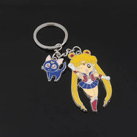 Anime Star Moon Metal Keychain Cosplay Tsukino Usagi Luna Cat Sailormoon Props Key Chain Pendant Keyring Jewelry Bag Ornament SS69