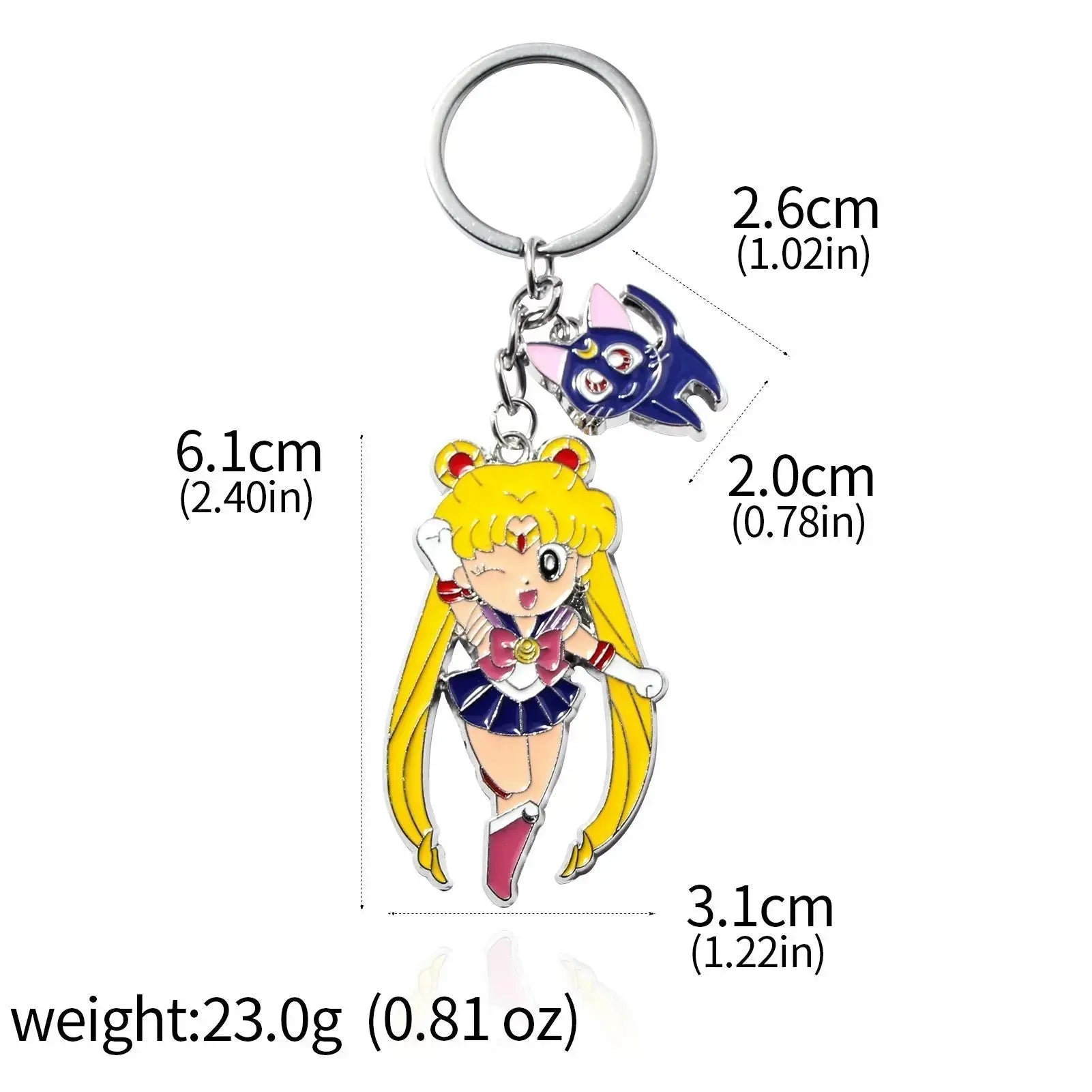 Anime Star Moon Metal Keychain Cosplay Tsukino Usagi Luna Cat Sailormoon Props Key Chain Pendant Keyring Jewelry Bag Ornament SS69 7.69 K00537