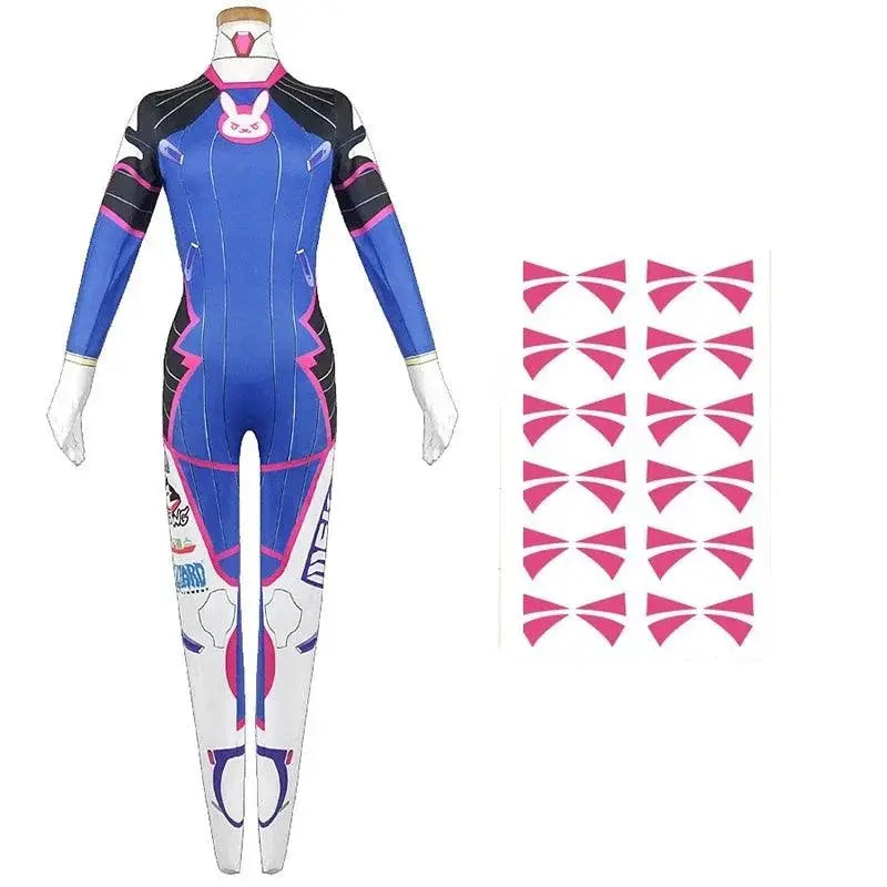Anime Woman Jumpsuit Tights Dva Cosplay Costume Game Zentai Wig Cosplay Props Headphone Suit D.Va Cos Party Halloween Costumes - SS69