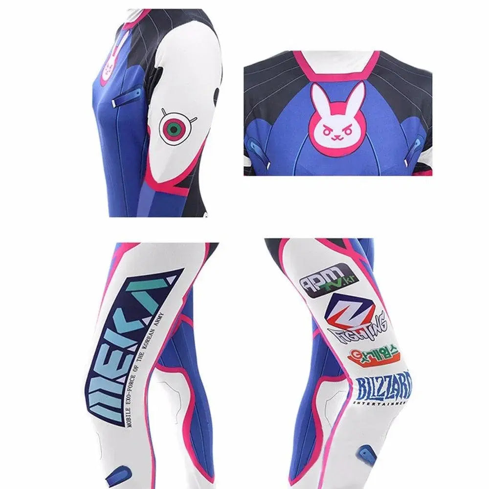Anime Woman Jumpsuit Tights Dva Cosplay Costume Game Zentai Wig Cosplay Props Headphone Suit D.Va Cos Party Halloween Costumes - SS69
