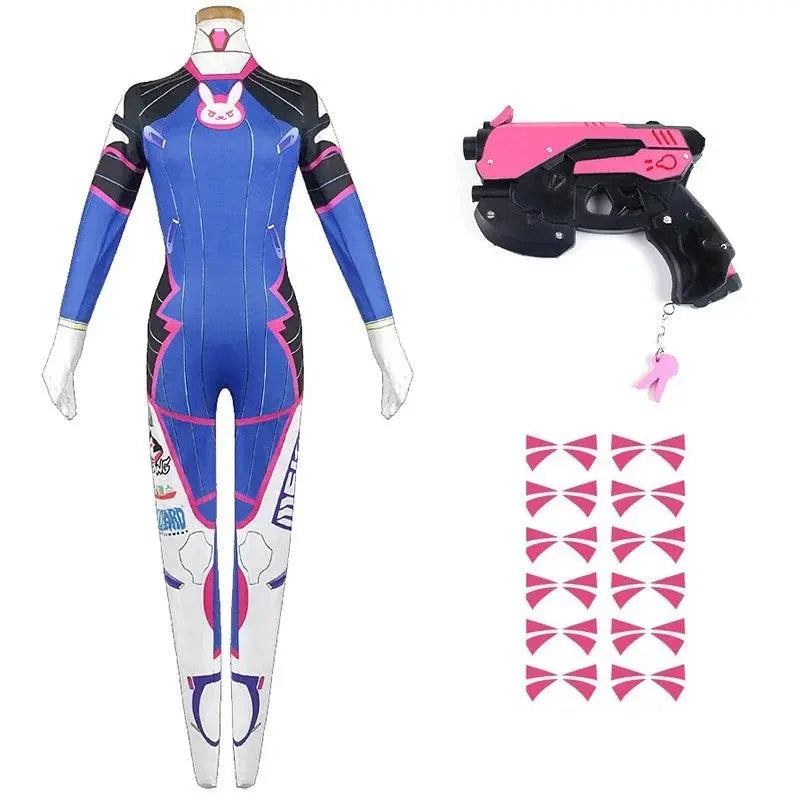 Anime Woman Jumpsuit Tights Dva Cosplay Costume Game Zentai Wig Cosplay Props Headphone Suit D.Va Cos Party Halloween Costumes - SS69