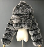 Autumn Furry Cropped Faux Fur Coats Jackets Fluffy Top Coat SS69